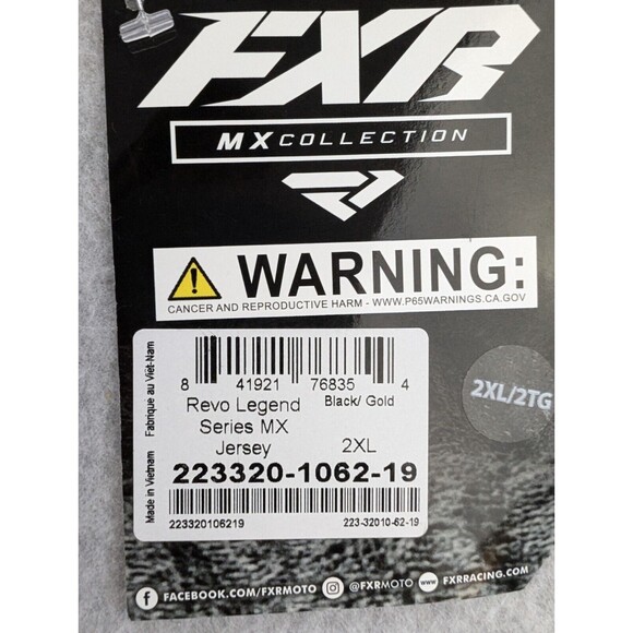 FXR Revo Legends Mens‎ MX Offroad Jersey Racing Black Gold Size 2XL Slim Fit XL - Picture 2 of 10